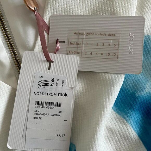 NWT Ted Baker Jamina Blue Beauty V Neck Slim Fit Tunic Dress Floral S-z 1, US-4 - Picture 6 of 16